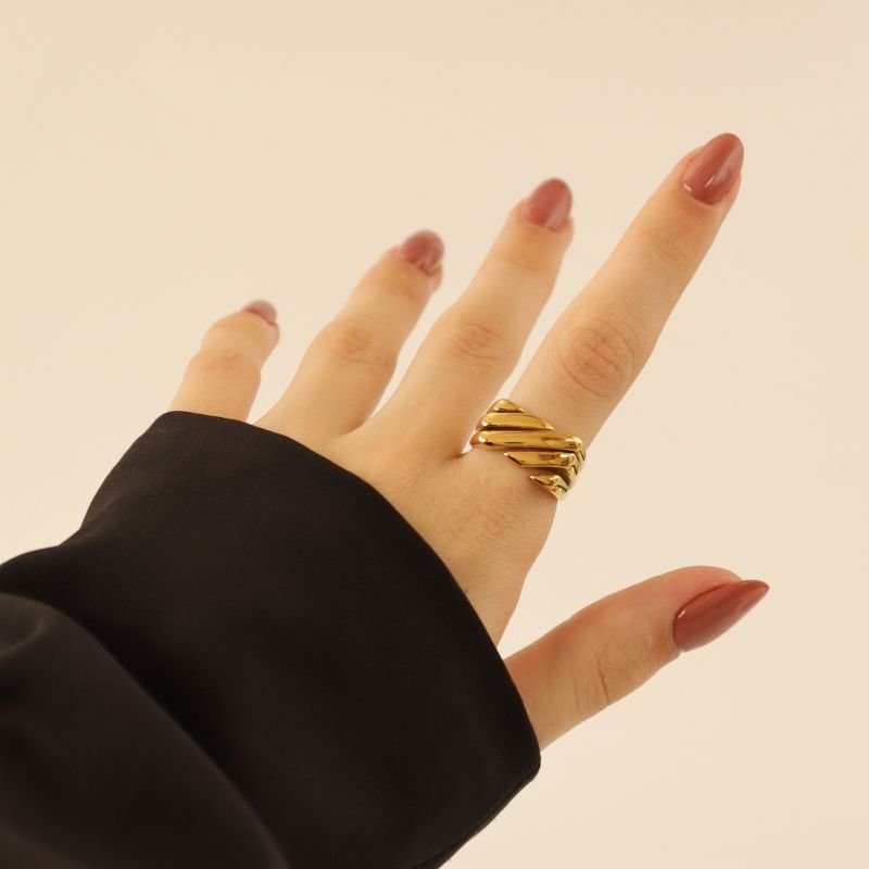 Anel Linhas Minimalista em Aço Inox (Tamanho 19)