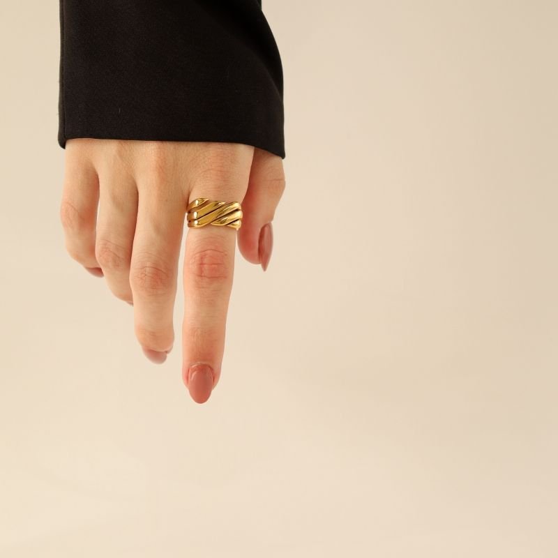 Anel Linhas Minimalista em Aço Inox (Tamanho 20)