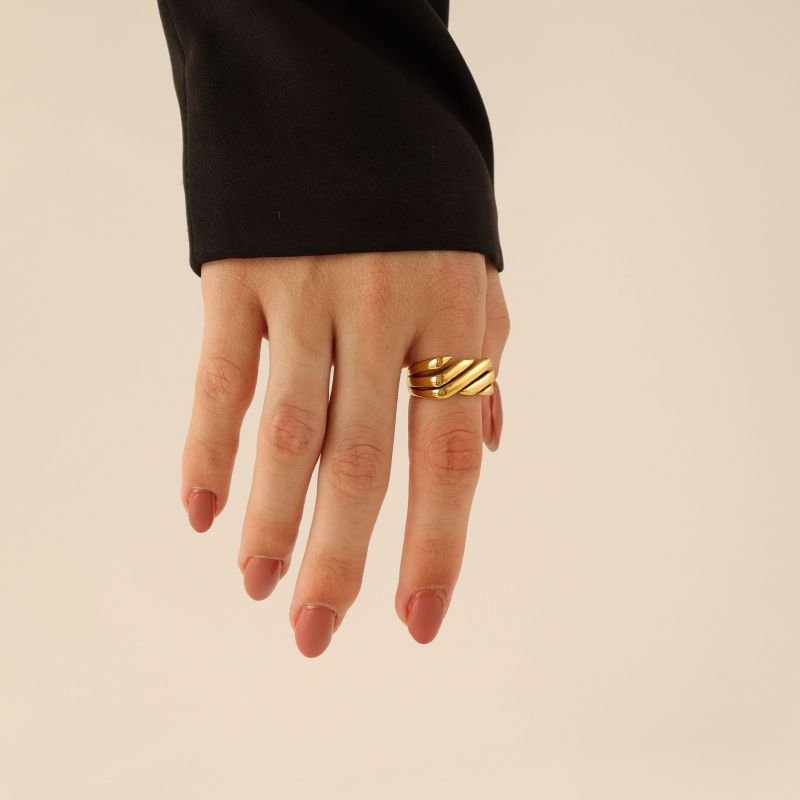 Anel Linhas Minimalista em Aço Inox (Tamanho 20)