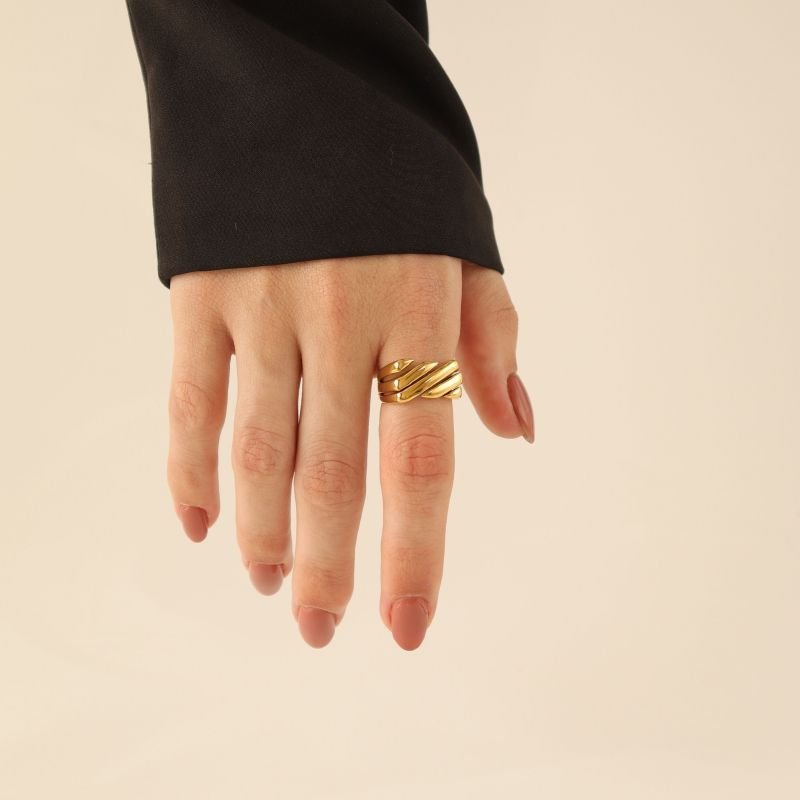 Anel Linhas Minimalista em Aço Inox (Tamanho 20)