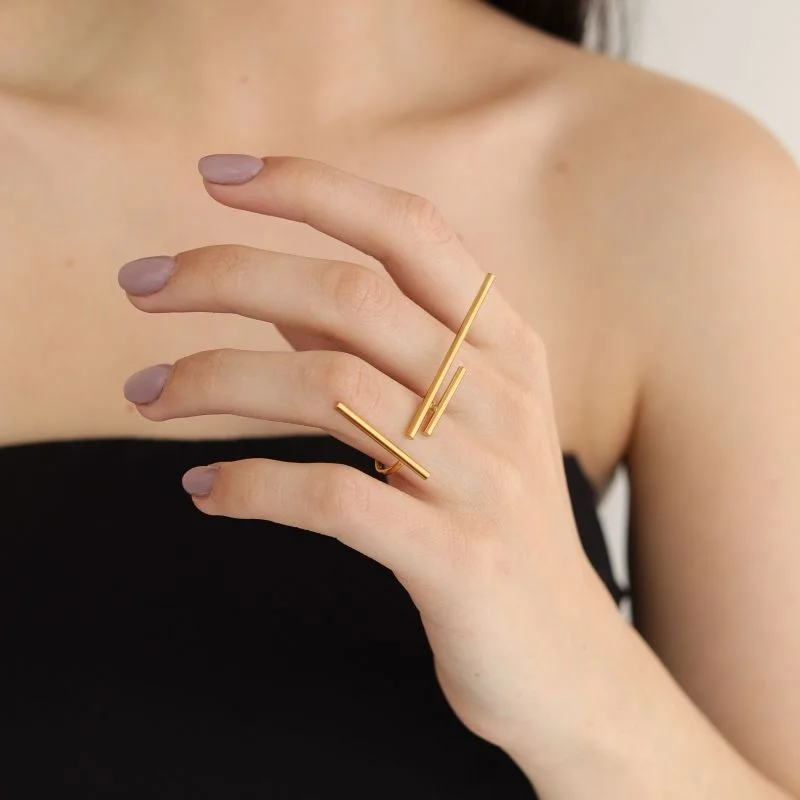 Anel Minimal Traços Levemente Regulável em Aço Inox