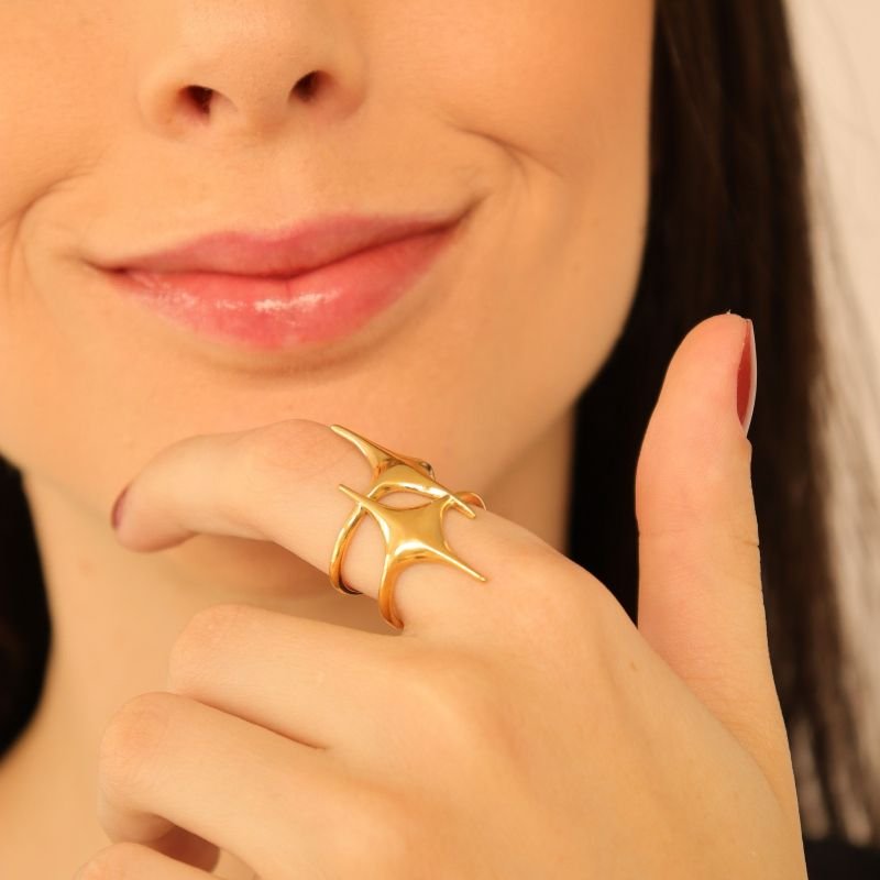 Anel Minimalista Levemente Regulável em Aço Inox