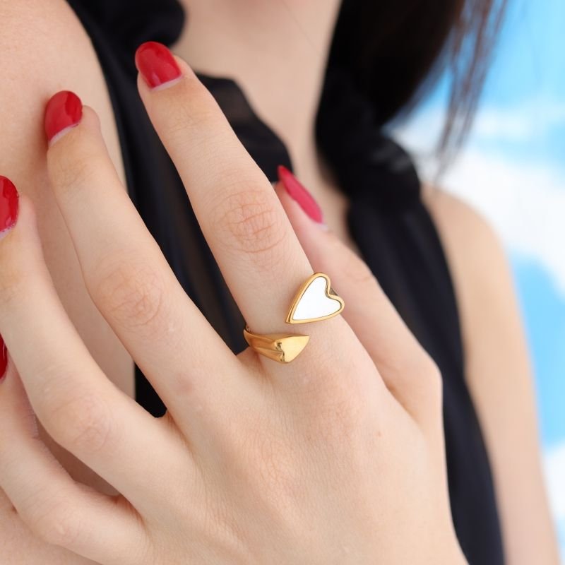 Anel Modern Heart (Tamanho 18) em Aço Inox