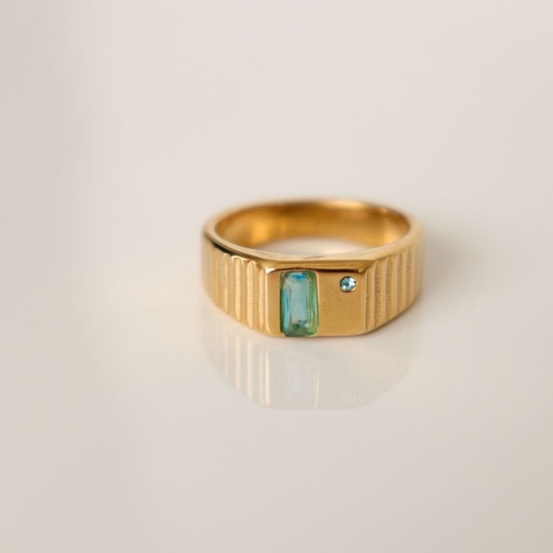 Anel Moderno com Pedrinhas em Aço Inox (Tamanho 18)