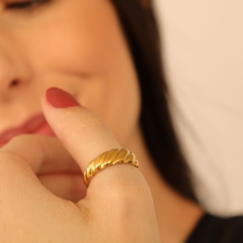 Anel Moderno em Aço Inox (Tamanho 17)