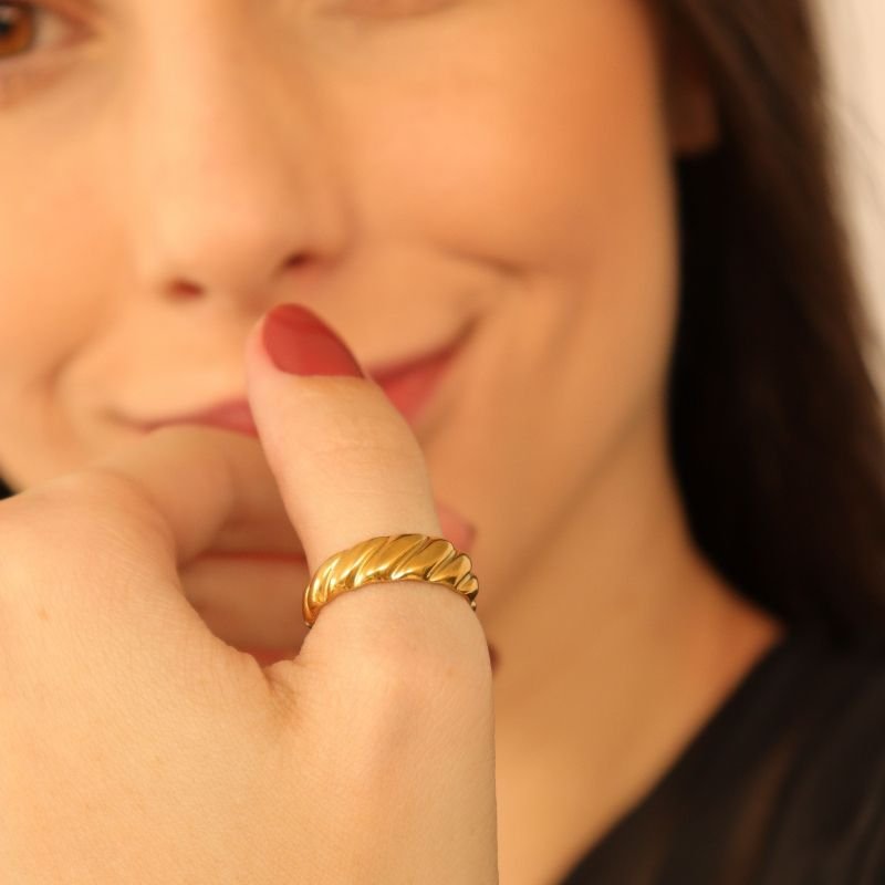 Anel Moderno em Aço Inox (Tamanho 17)