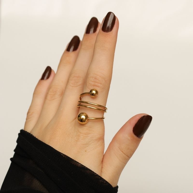 Anel Moderno Esfera em Aço Inox (Tamanho 16)