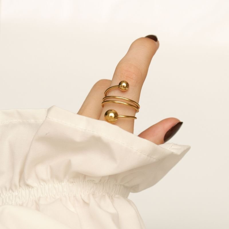 Anel Moderno Esfera em Aço Inox (Tamanho 16)