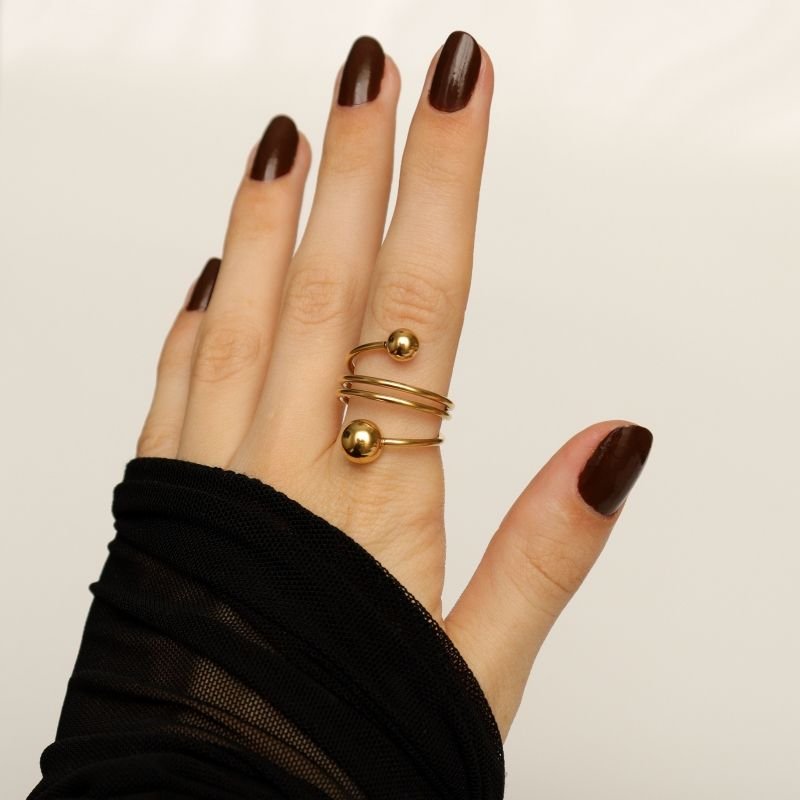 Anel Moderno Esfera em Aço Inox (Tamanho 16)