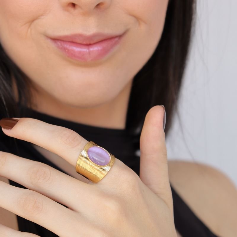 Anel Moderno Tamanho 17 em Aço Inox