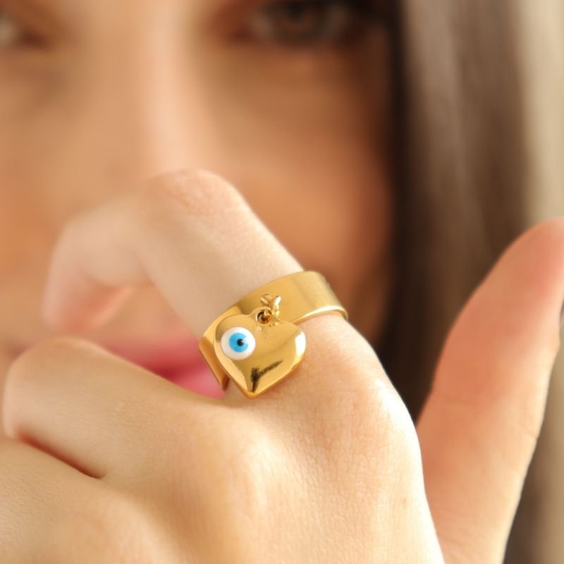 Anel Olho Grego (Tamanho 17) em Aço Inox (Linha Premium)