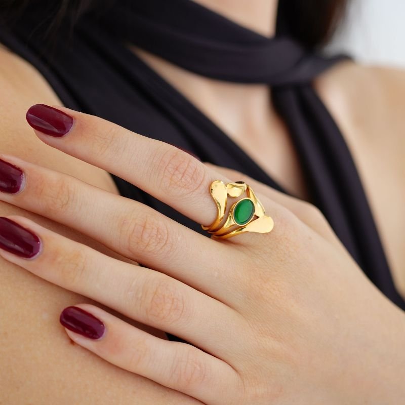 Anel Organic Green em Aço Inox (Tamanho 18)