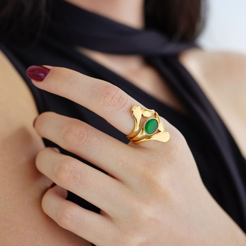 Anel Organic Green em Aço Inox (Tamanho 18)