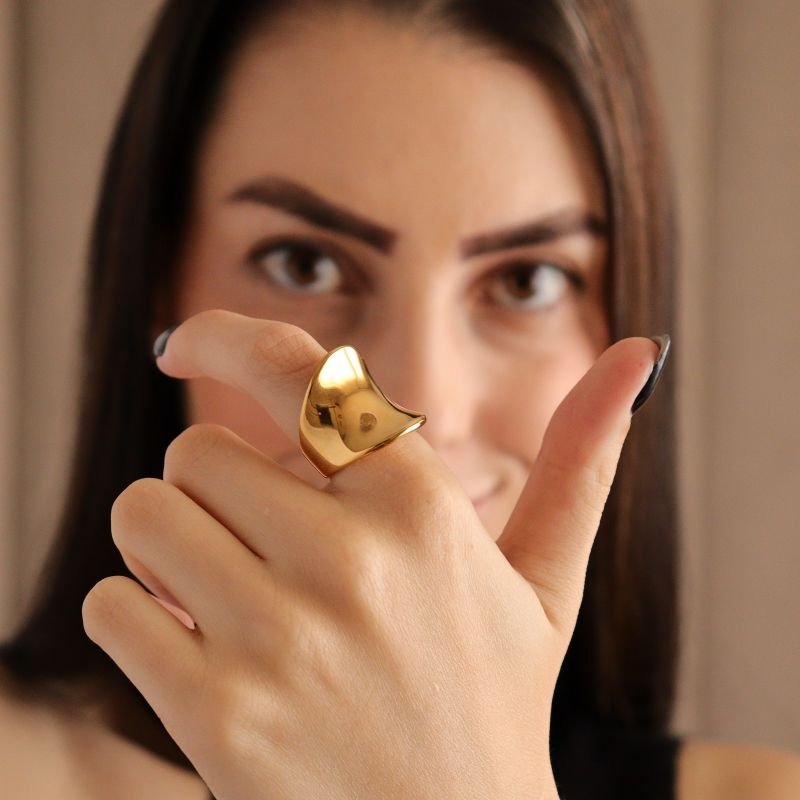 Anel Orgânico Moderno Grosso em Aço Inox (Tamanho 16)