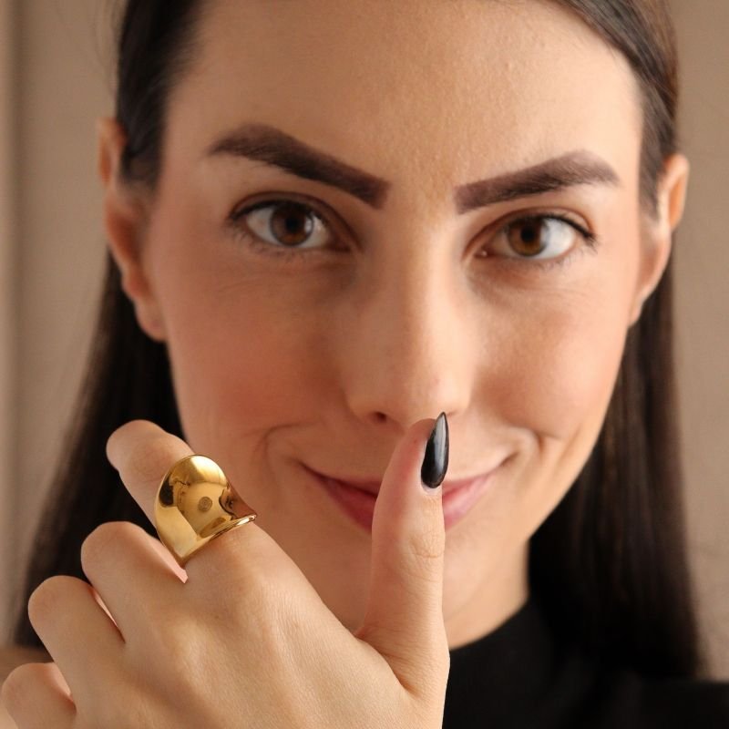 Anel Orgânico Moderno Grosso em Aço Inox (Tamanho 17)