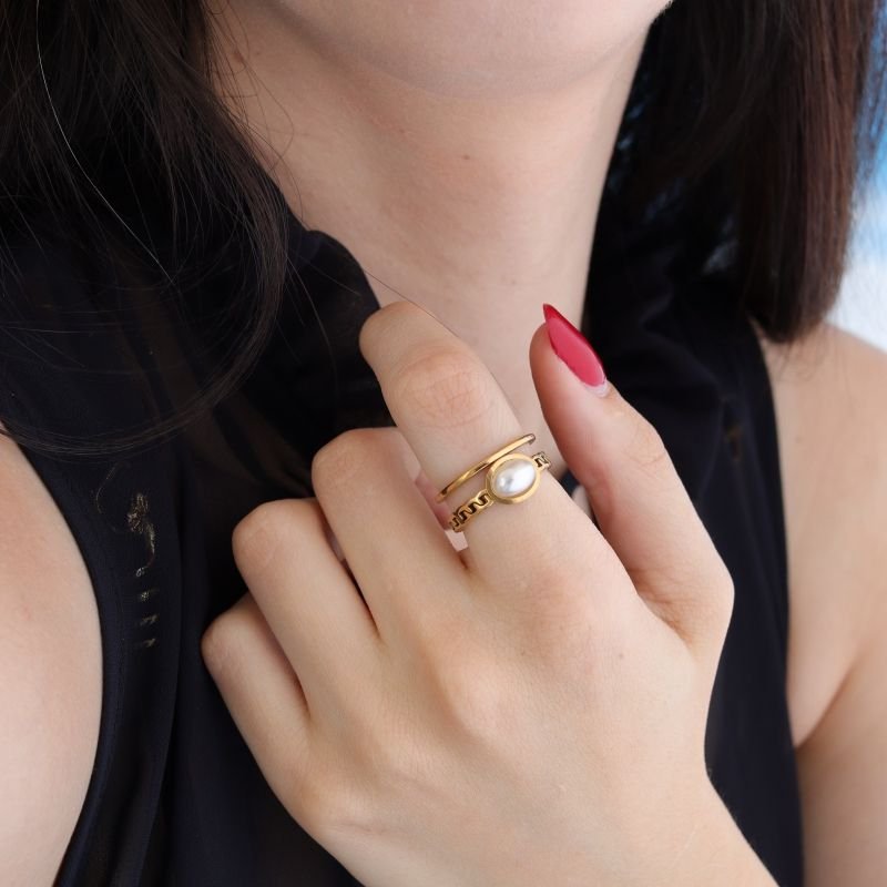 Anel Pearl Aura em Aço Inox