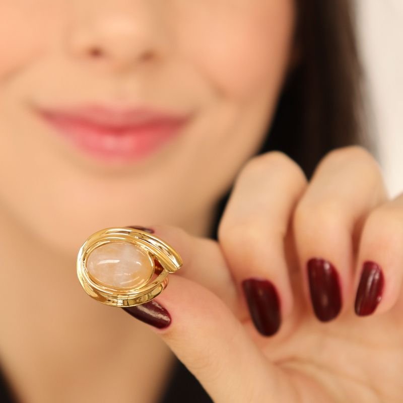 Anel Pedra Levemente Regulável em Aço Inox (Linha Premium)