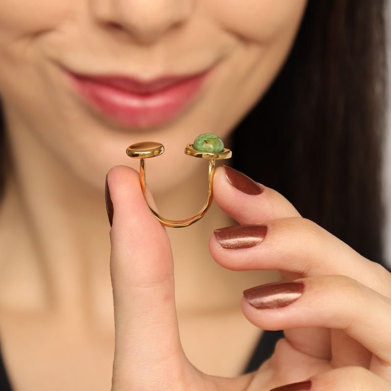 Anel Pedras Levemente Regulável em Aço Inox