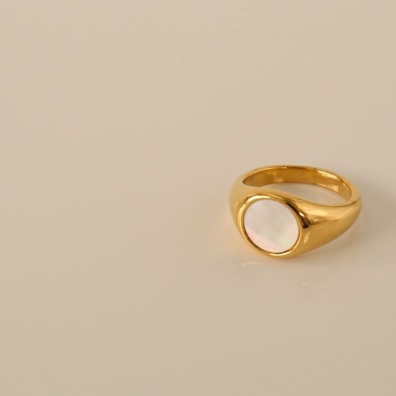 Anel Pedrinha Branca em Aço Inox (Tamanho 17)