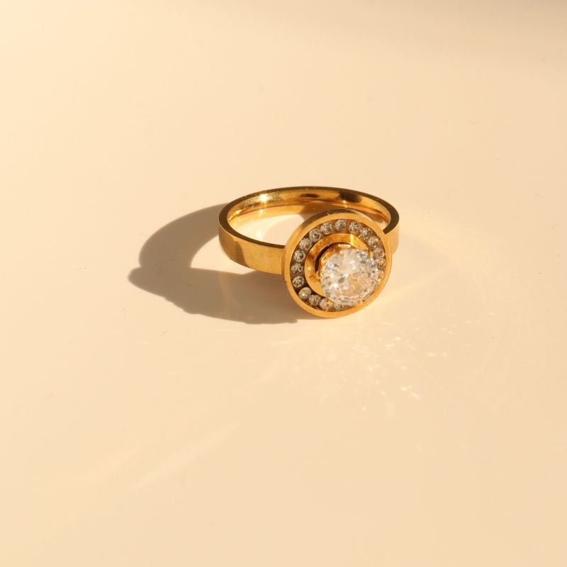 Anel Ponto de Luz com Cravejado em Aço Inox (Tamanho 18)