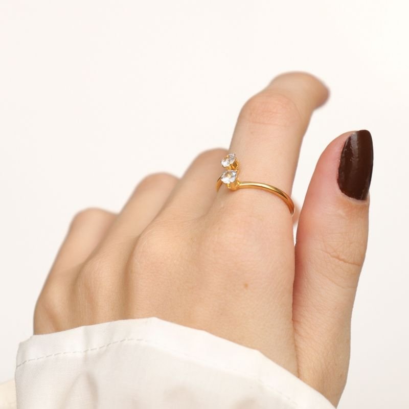 Anel Ponto de Luz Cristal em Aço Inox (Tamanho 17)