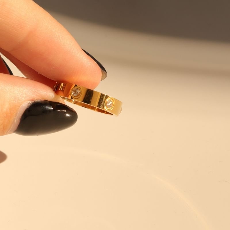 Anel Ponto de Luz Delicado em Aço Inox (Tamanho 16)