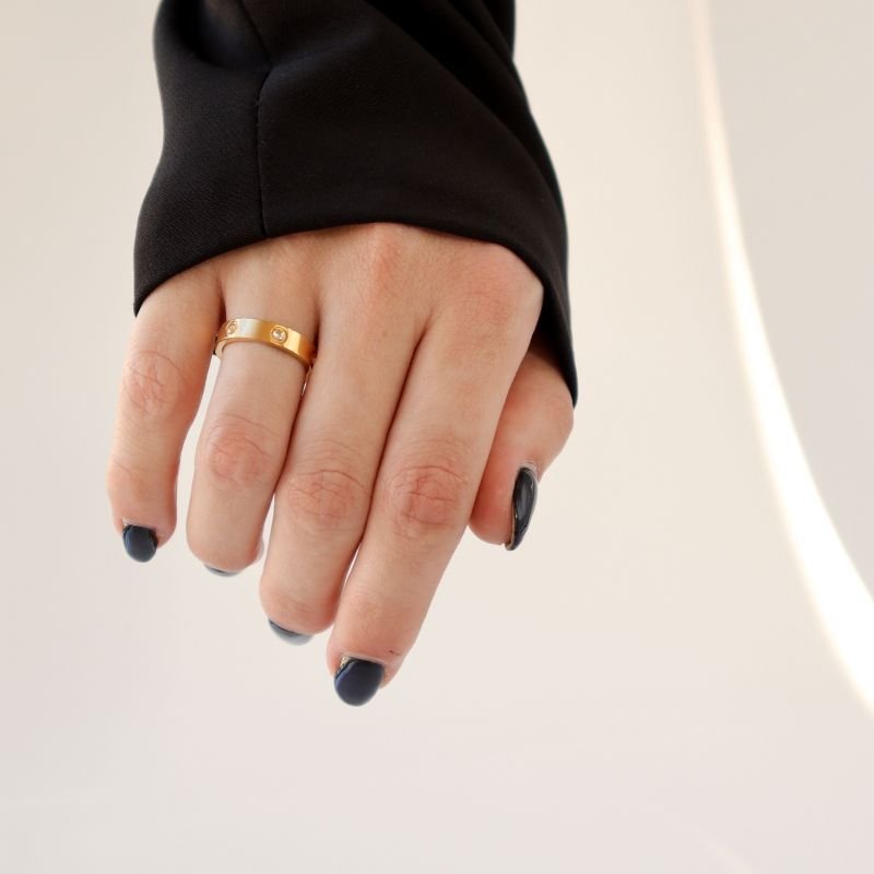 Anel Ponto de Luz Delicado em Aço Inox (Tamanho 17)