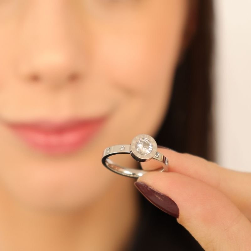 Anel Ponto de Luz (Tamanho 17) em Aço Inox (Linha Premium)