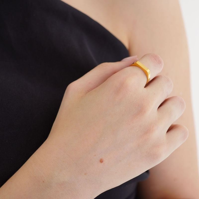 Anel Quadrado Minimalista em Aço Inox (Tamanho 17)