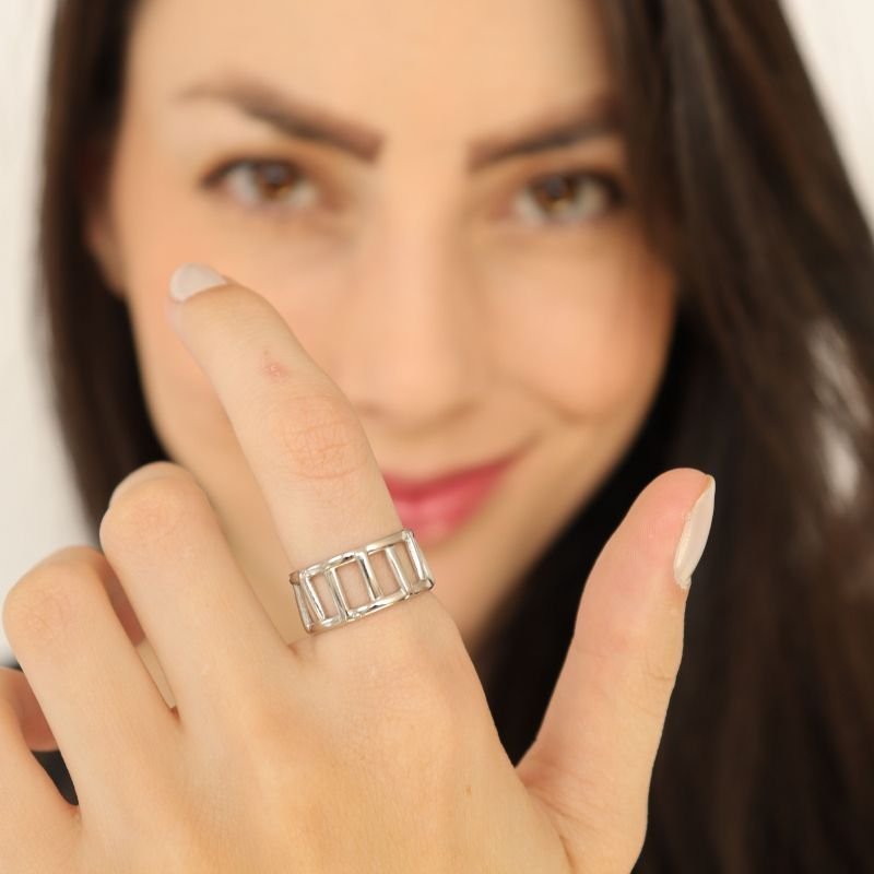 Anel Regulável Minimalista em Aço Inox