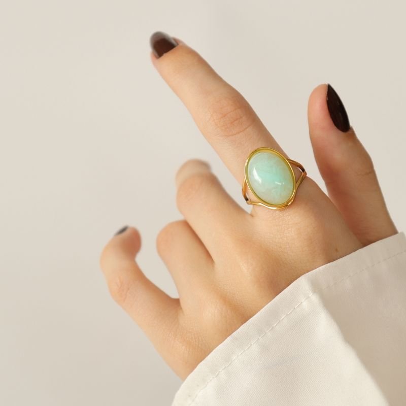 Anel Tamanho 19 em Aço Inox Pedra Delicado