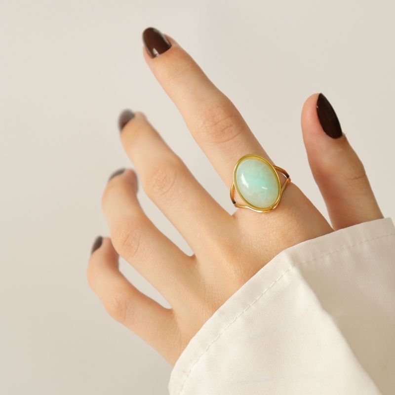 Anel Tamanho 19 em Aço Inox Pedra Delicado