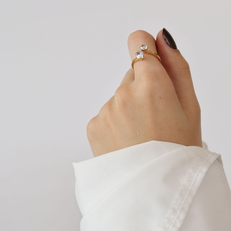 Anel Tamanho 17 em Aço Inox Ponto de Luz