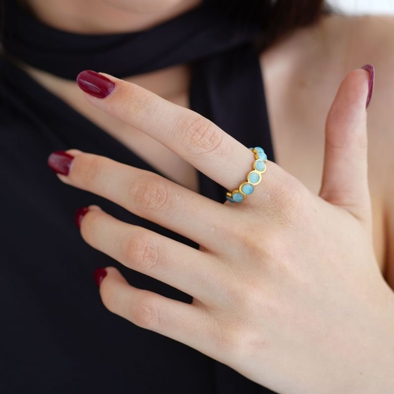 Anel Tiffany Stone Levemente Regulável em Aço Inox