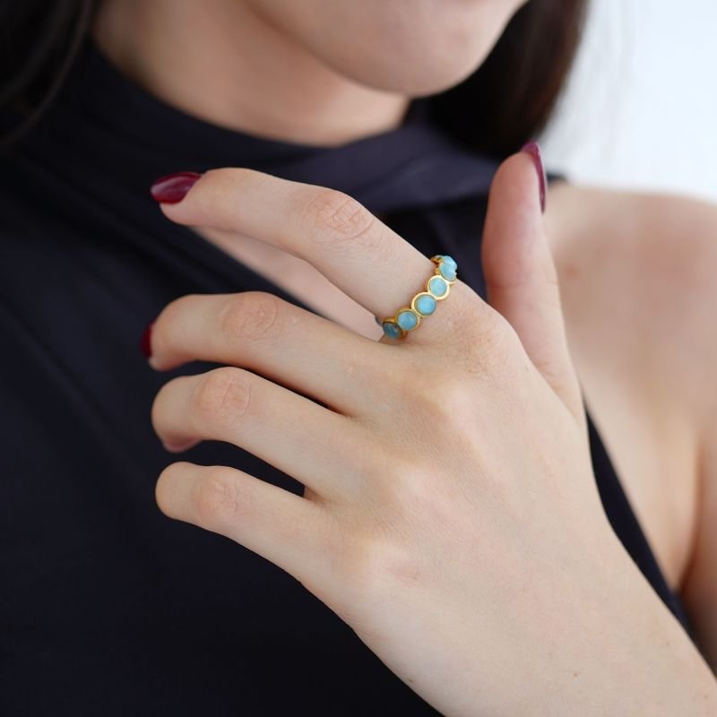 Anel Tiffany Stone Levemente Regulável em Aço Inox