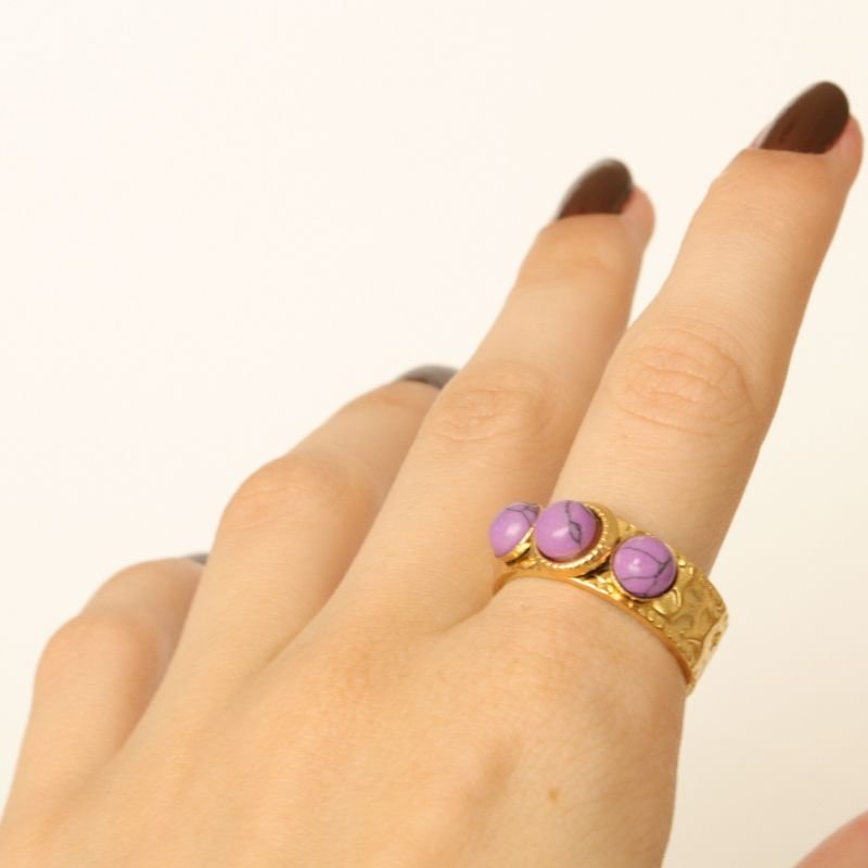 Anel Três Pedras em Aço Inox (Tamanho 18)