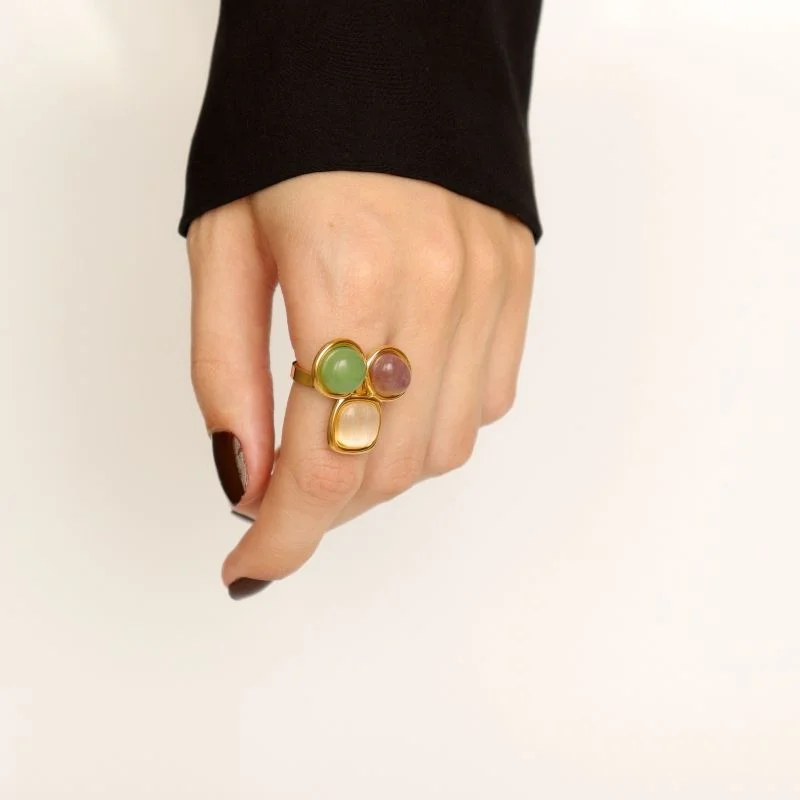 Anel Três Pedras em Aço Inox (Linha Premium) (Tamanho 18)