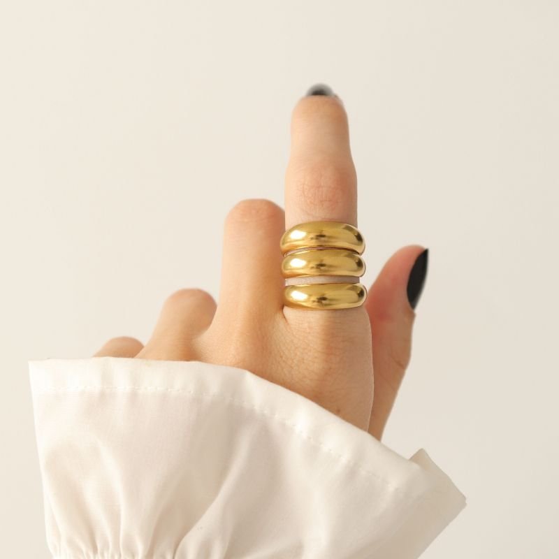 Anel Triplo em Aço Inox (Tamanho 16)