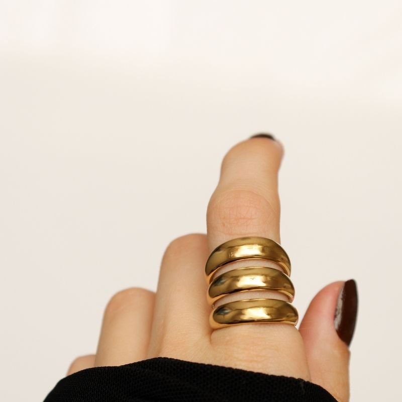 Anel Triplo em Aço Inox (Tamanho 16)