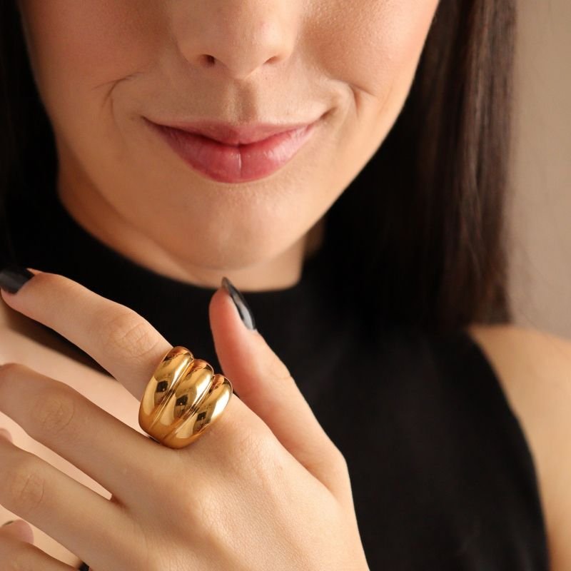 Anel Triplo Minimalista em Aço Inox (Tamanho 16)