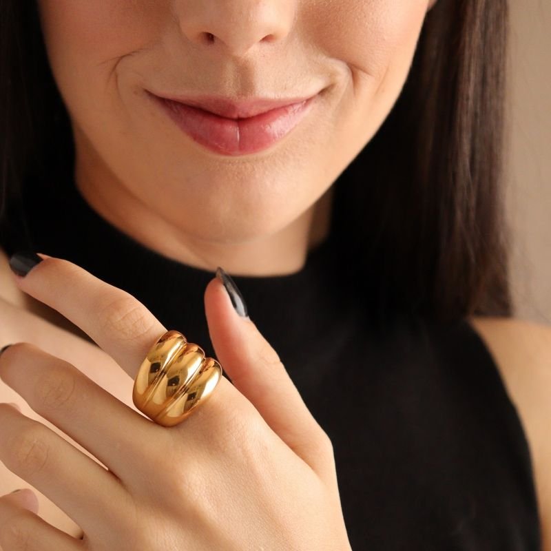 Anel Triplo Minimalista em Aço Inox (Tamanho 17)