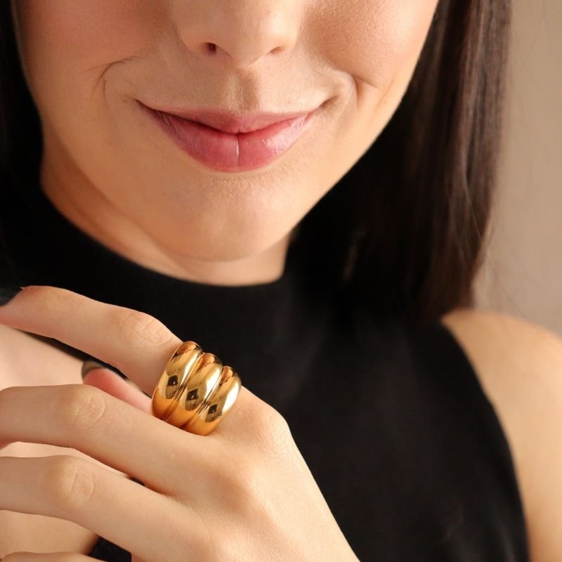 Anel Triplo Minimalista em Aço Inox (Tamanho 18)