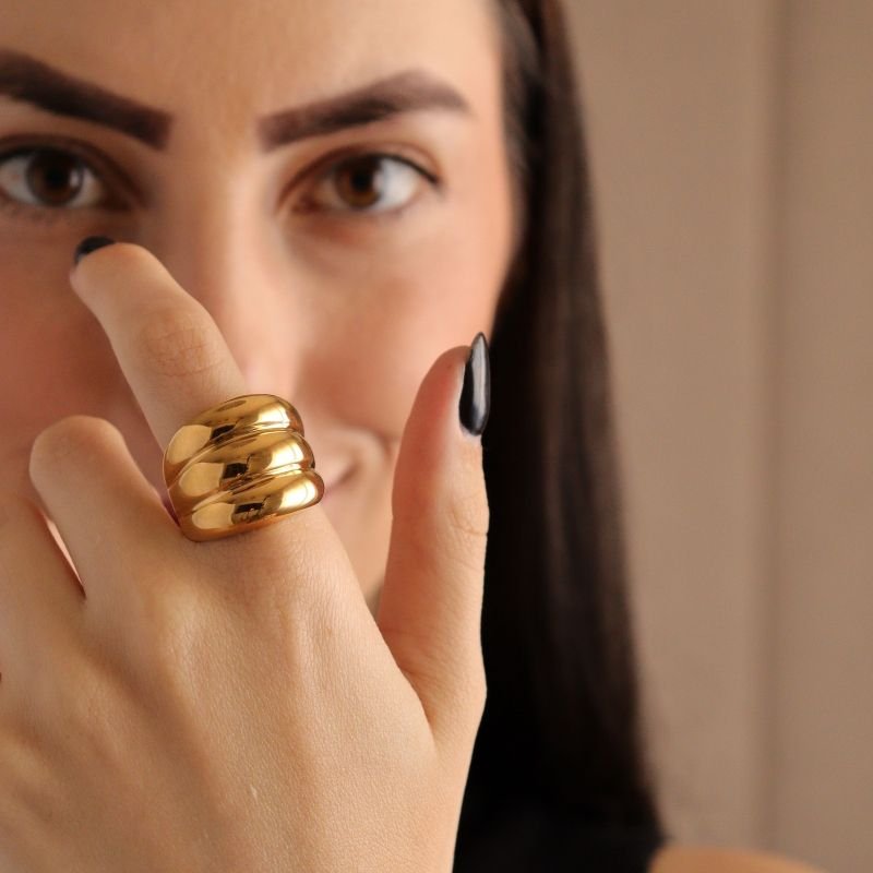 Anel Triplo Minimalista em Aço Inox (Tamanho 19)