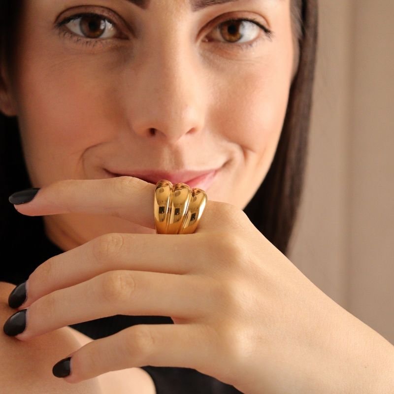 Anel Triplo Minimalista em Aço Inox (Tamanho 19)