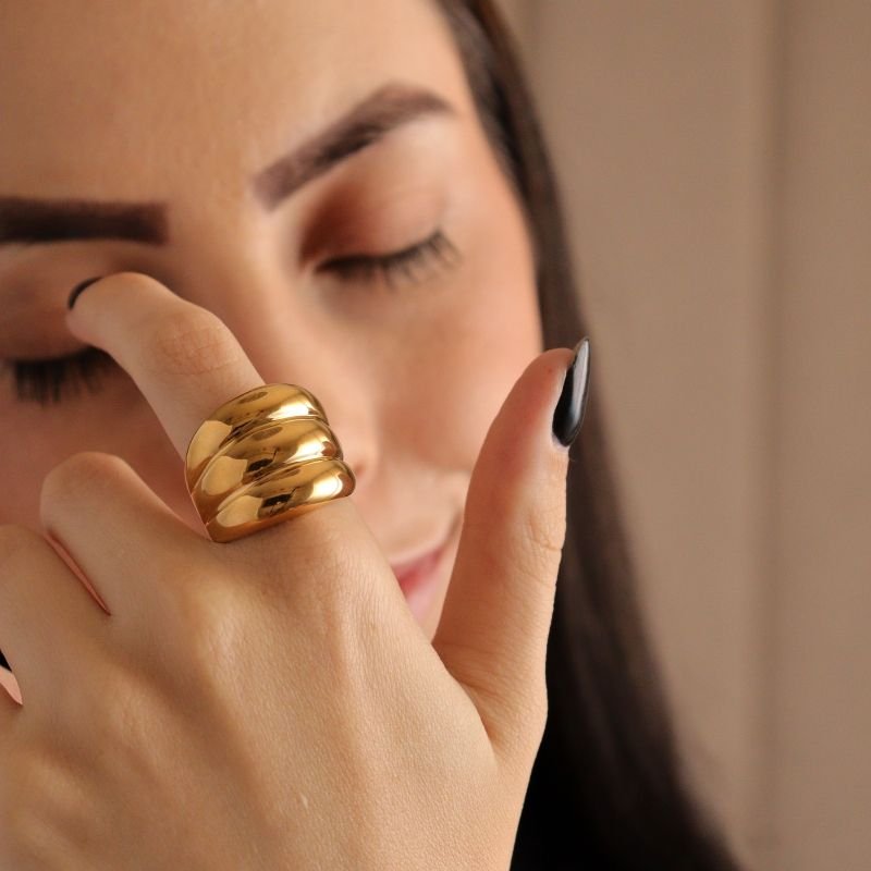 Anel Triplo Minimalista em Aço Inox (Tamanho 20)