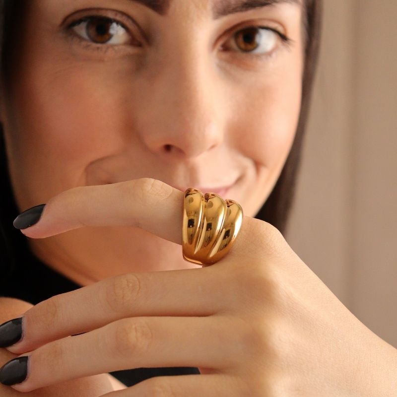 Anel Triplo Minimalista em Aço Inox (Tamanho 20)