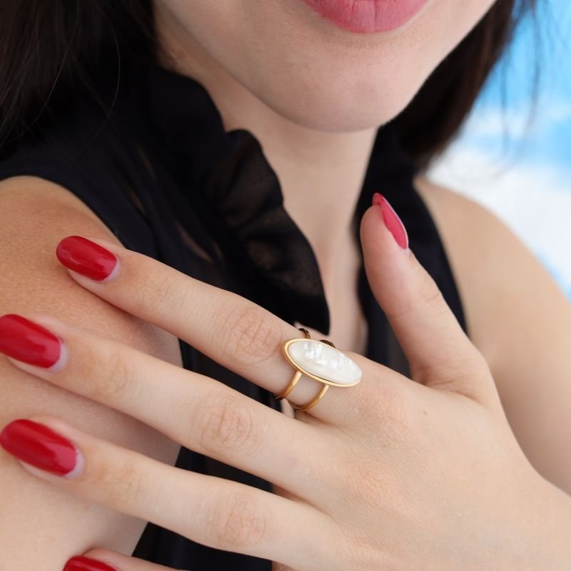 Anel White Stone Detail em Aço Inox (Tamanho 18) (Linha Premium)