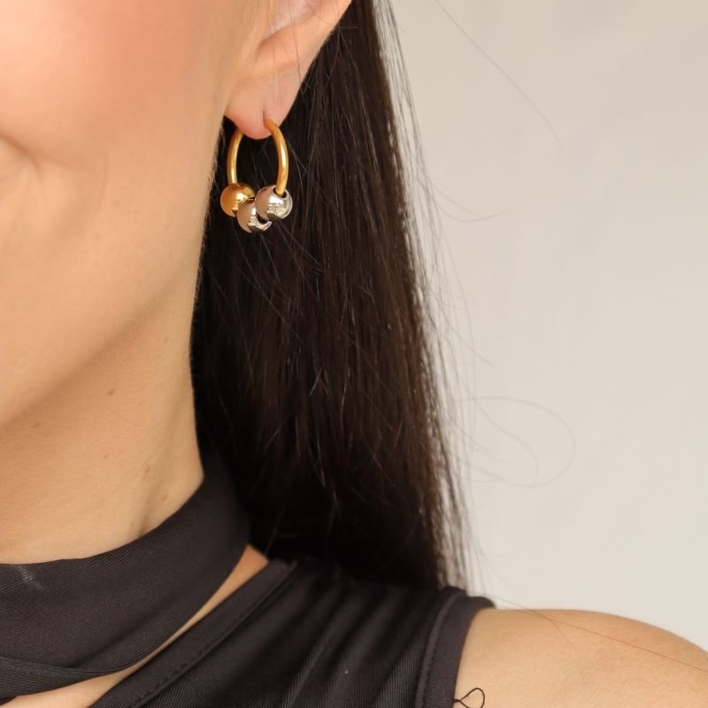 Argola 3 Esferas Mistas em Aço Inox (Linha Premium)