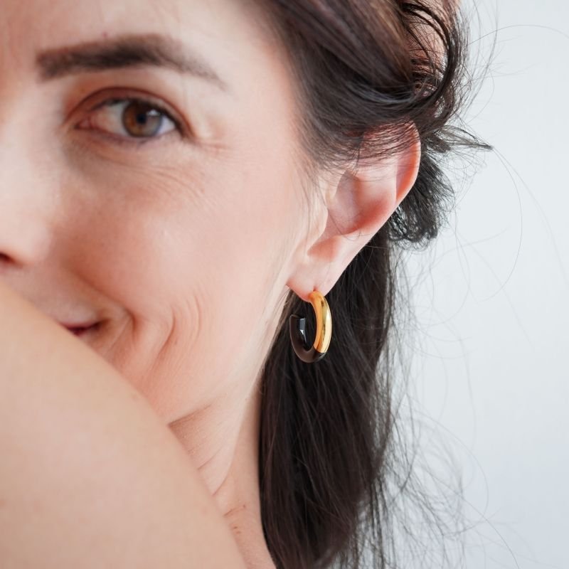 Argola Bold Black em Aço Inox 8g cada (Linha Premium)