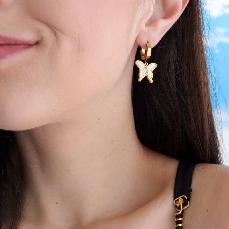 Argola Borboleta Delicada em Aço Inox